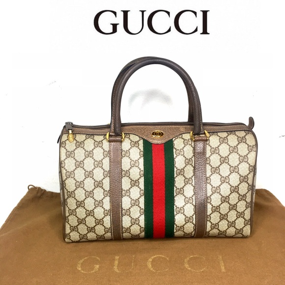 Gucci Handbags - Authentic Gucci brown canvas Boston satchel bag